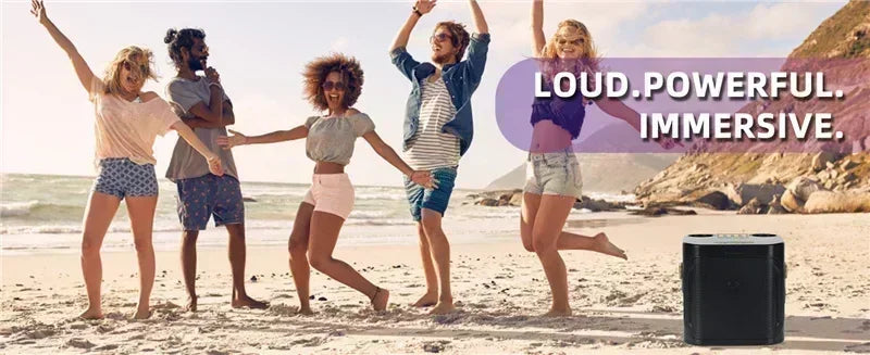 High Power Karaoke Bluetooth Speaker Portable 360 Stereo Surround Wireless Subwoofer with 2 Microphone Boombox Child Home Gift