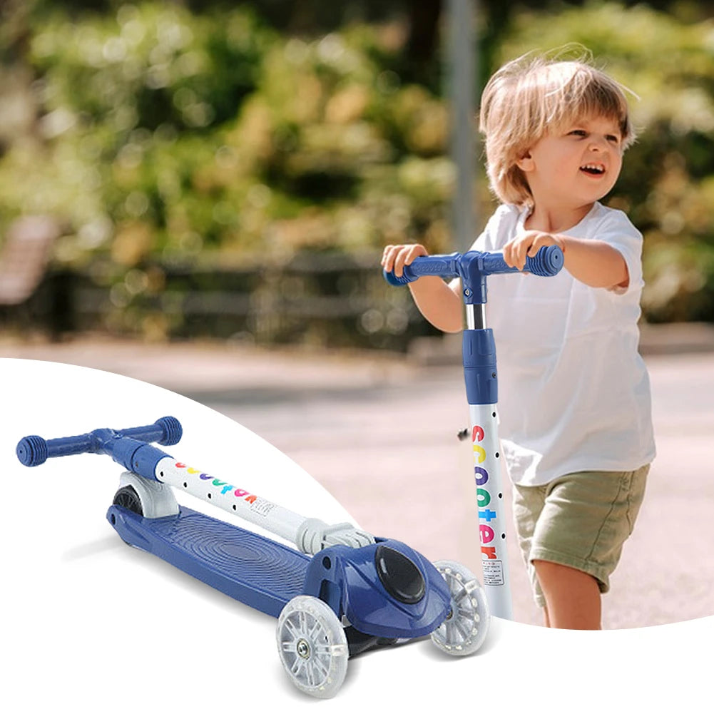 Kick Scooter Light-Up Wheels 3 Wheel Scooter Adjustable Height Kids Push Scooter Non-Slip Deck for Children Ages 3-10