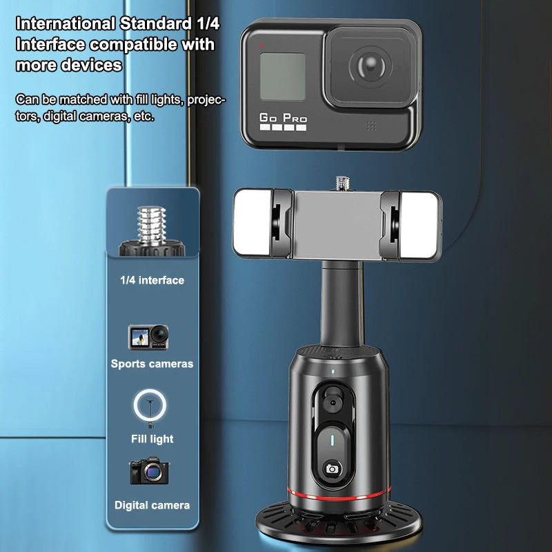 360° Rotation Gimbal Stabilizer AI Auto Face Tracking Phone Holder Desktop Tracking Gimbal With Remote For Live Vloging Video