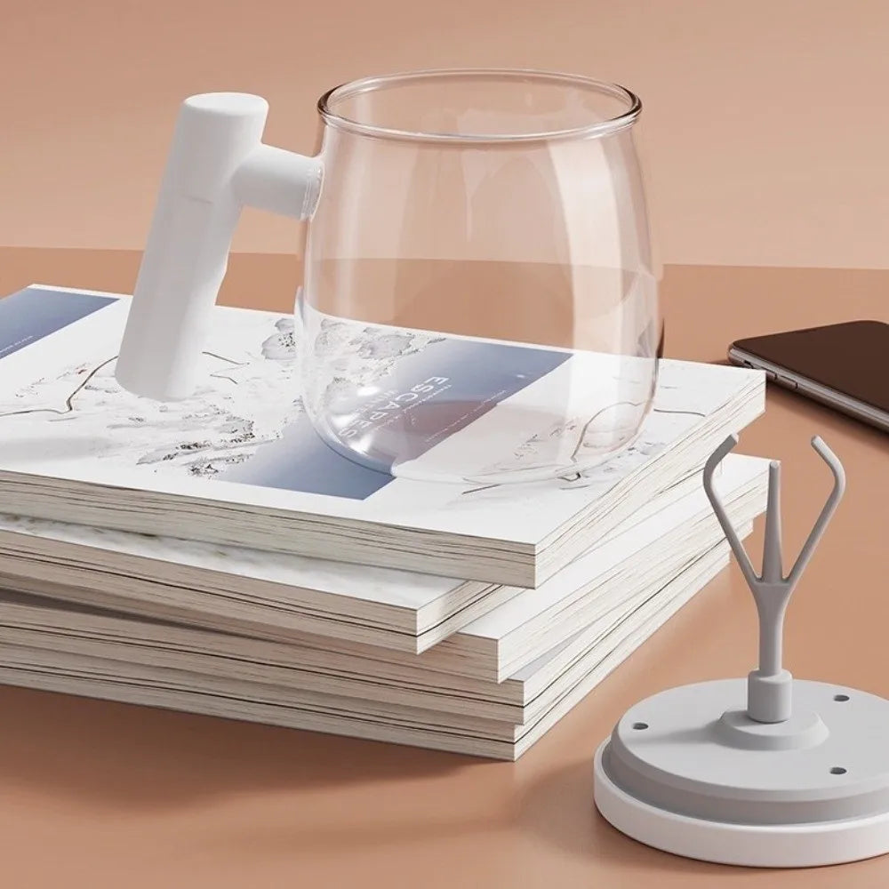 High Borosilicate Electric Self Stirring Mug with Lid & Handle Lightweight Glass Coffee Cup High Speed Mixing