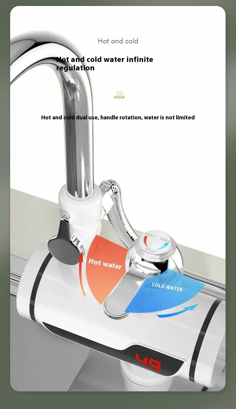 Bathrooms Shower Faucet with Sensor Electric Hot Flowing Kitchen Tap Water Heater Heating Tankless Portable for Kitchen Bathroom