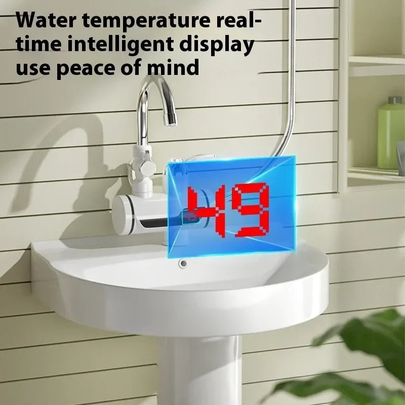 Bathrooms Shower Faucet with Sensor Electric Hot Flowing Kitchen Tap Water Heater Heating Tankless Portable for Kitchen Bathroom