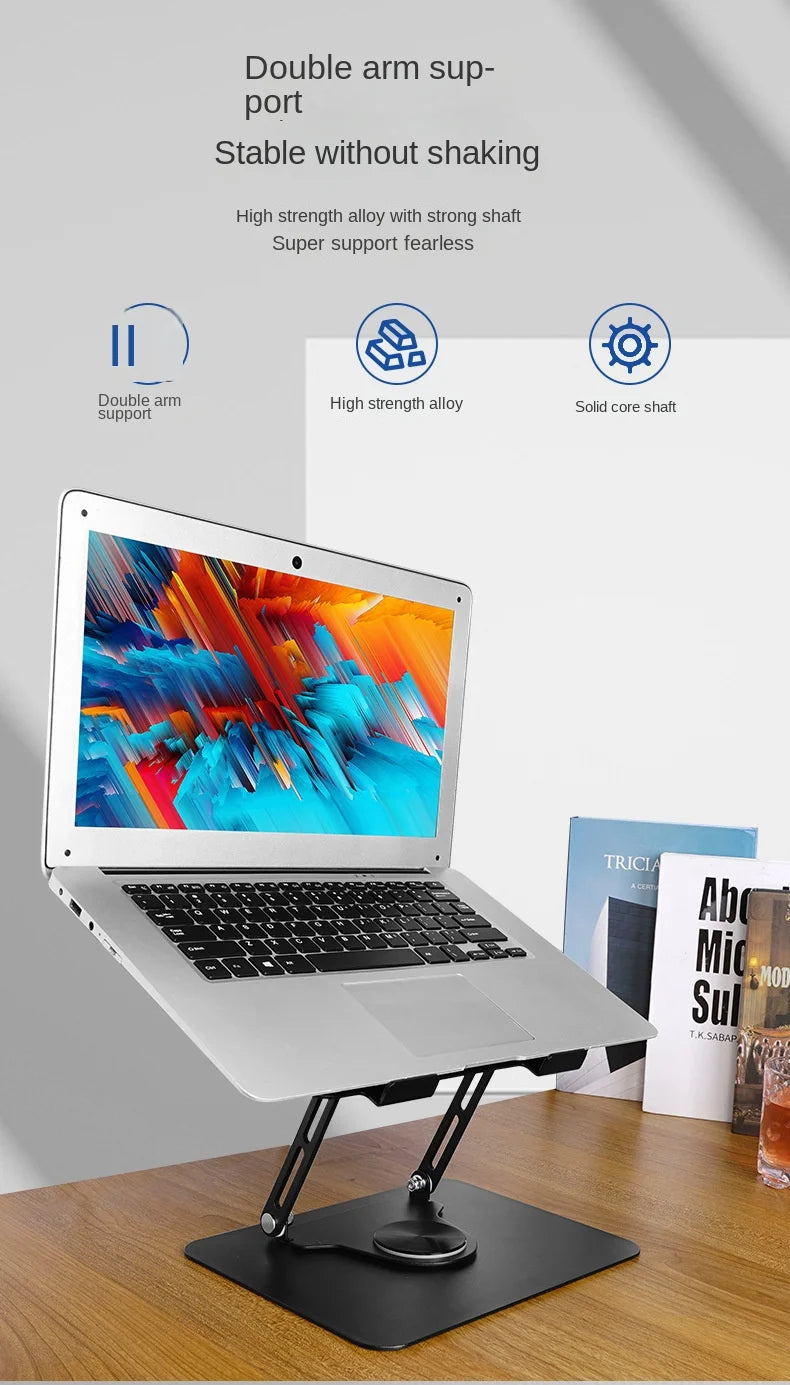 360 Degree Rotatable Carbon Steel Laptop Folding Portable Stand Tablet Desktop Lift Heightening Heat Dissipation Portable Stand
