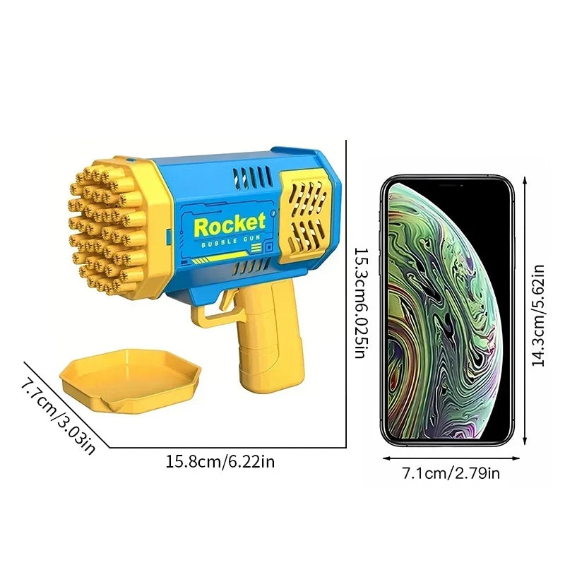 76 Hole Rocket Launcher Handheld Portable Electric Automatic Bubble Gun for Boys and Girls （Without Bubble Water）