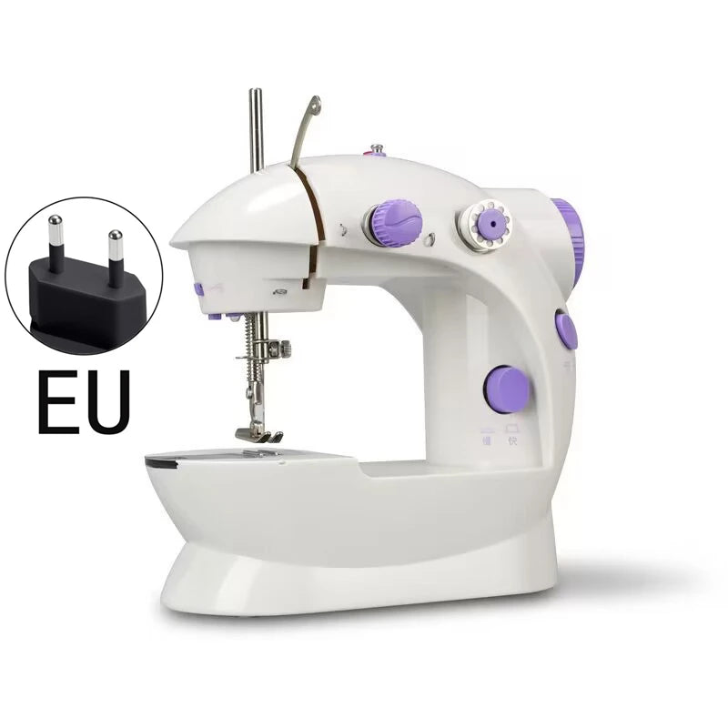 Mini Electric Sewing Machine Household Double Speed Sewing Machine with Night Light and Foot Pedal DIY Sewing Kit for Beginner