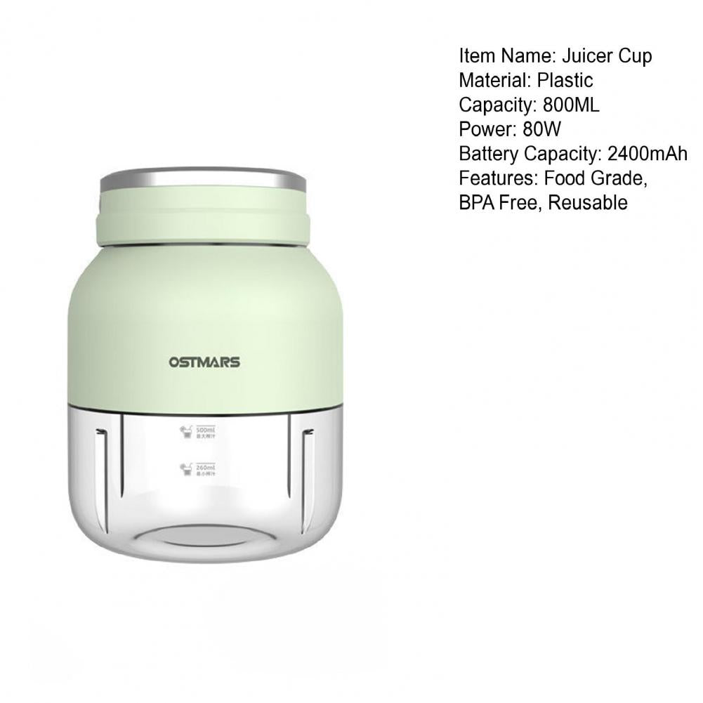 800ML Portable Juicer Cup Food Grade Water Bottle Juicer Wireless Fruit Squeezer Electric Blender Juice Maker Machine Kitchen
