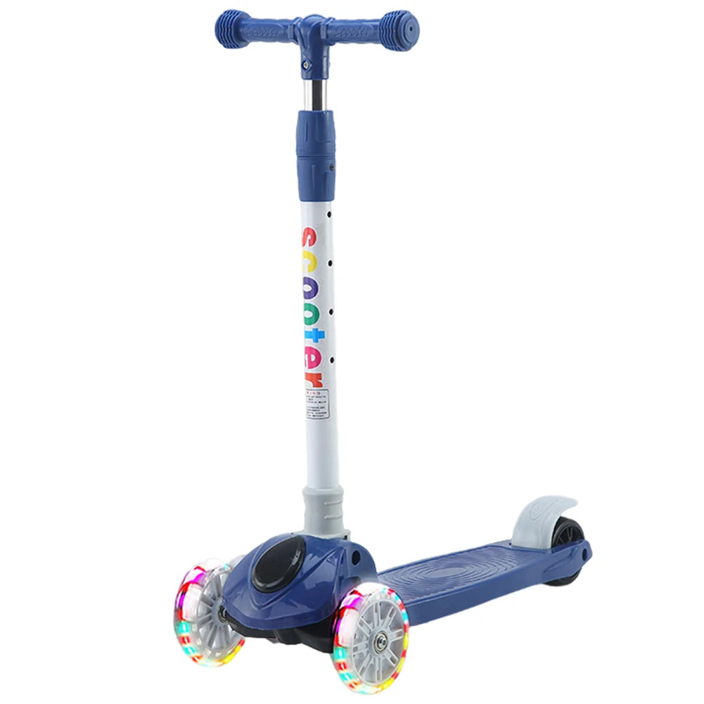 Kick Scooter Light-Up Wheels 3 Wheel Scooter Adjustable Height Kids Push Scooter Non-Slip Deck for Children Ages 3-10