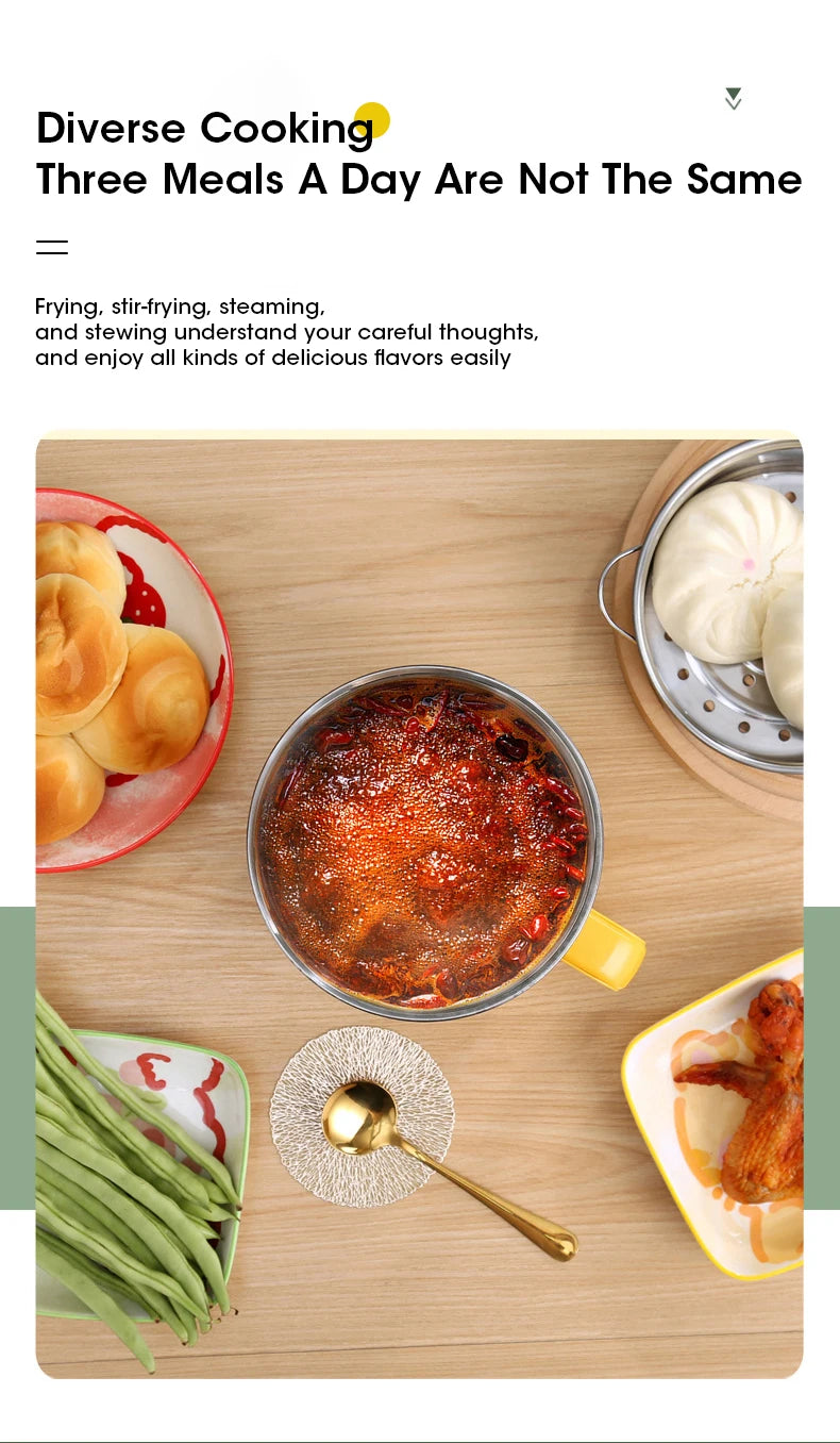 Mini Electric Cooking Machine Hot Pot Non-stick Cooking 1-2 People Single Household Pan Multifunction Electric Cooker for Home
