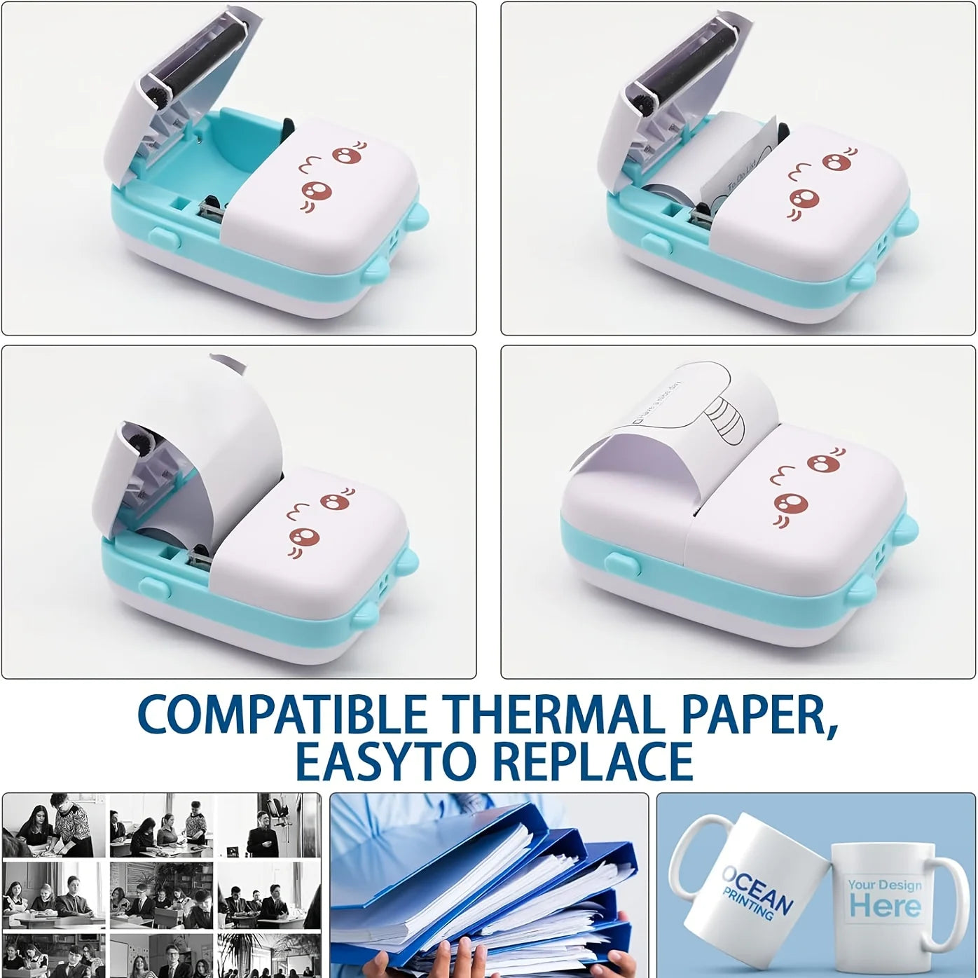 Mini Printer, Inkless Sticker Maker, Free Cut Small Pocket Printer, Wireless Mini Sticker Printer, Portable Thermal Printer
