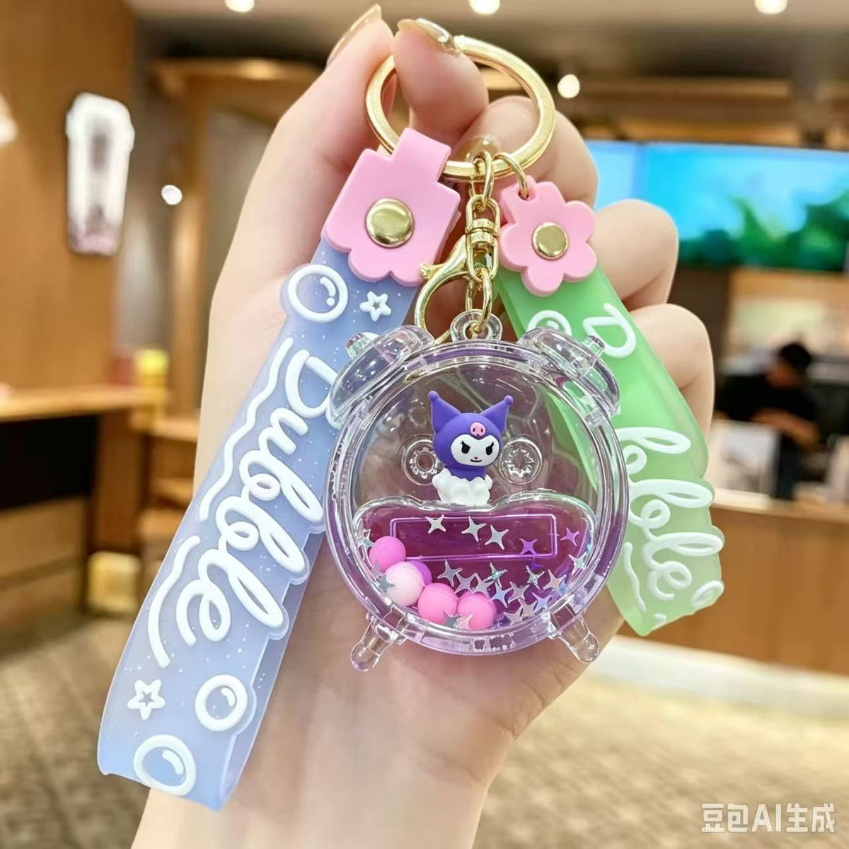Floating Quicksand Key Chain Transparent Quicksand Key Holder Pvc Key Chain Pendant  Decorative Bag Charm For Festivals